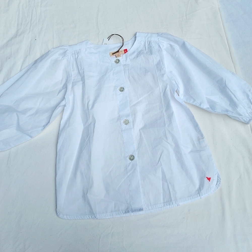 Girls Cotton Button-Down School Uniform Shirt. Sparkly buttons, no collar. NWT